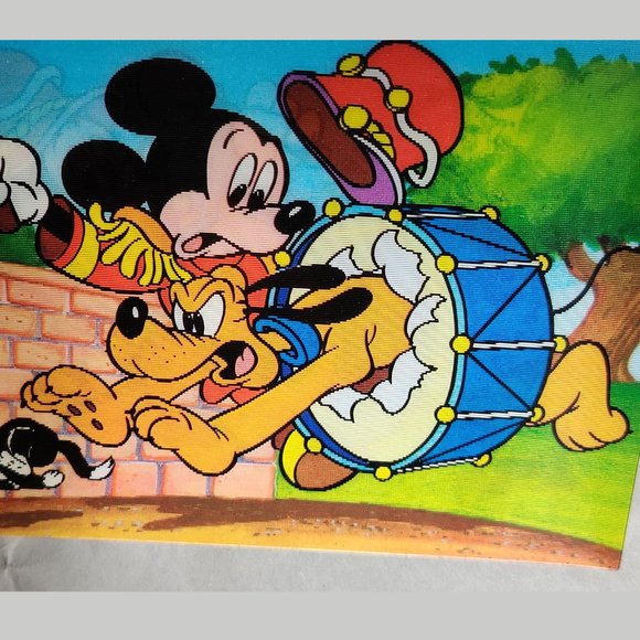 Vintage 1970s Disney Lenticular Postcard Mickey Mouse Pluto TOPPAN TOP STEREO - Picture 7 of 12